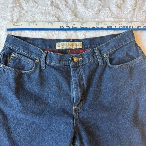 Cabela's Casual High Rise Flannel Lined Size 16 S Blue Jeans - Picture 1 of 9